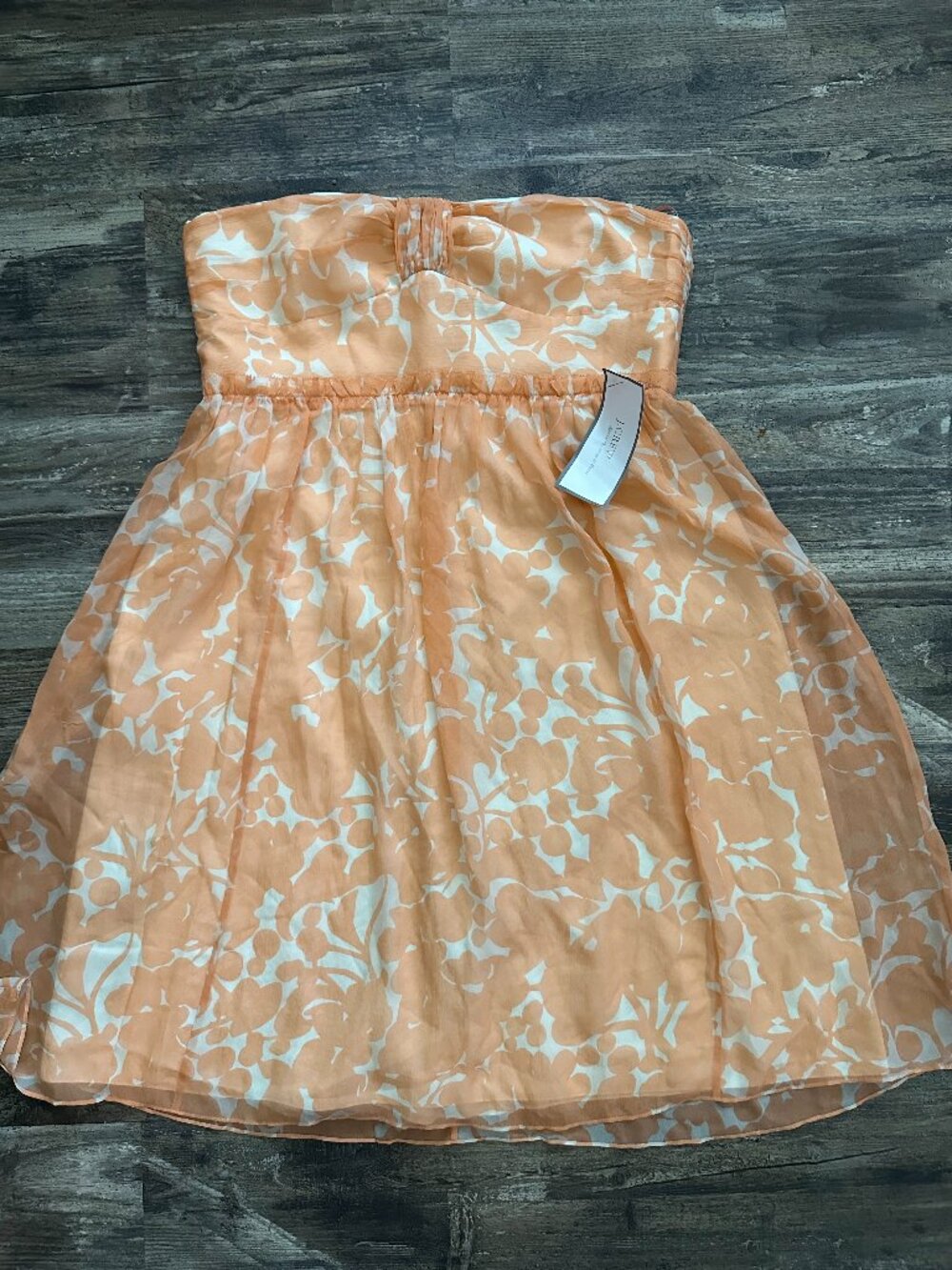 J.Crew Cantalope whitney Chiffon Strapless Dress Size Size 16